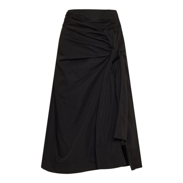 Knotted cotton-silk midi skirt