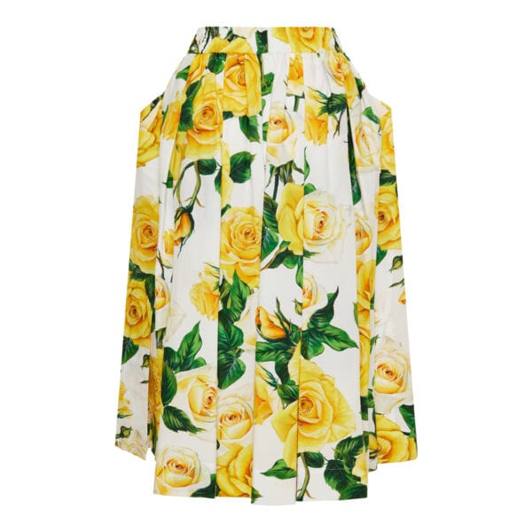 Yellow Rose print midi skirt