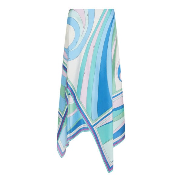 Cigni print asymmetric silk skirt